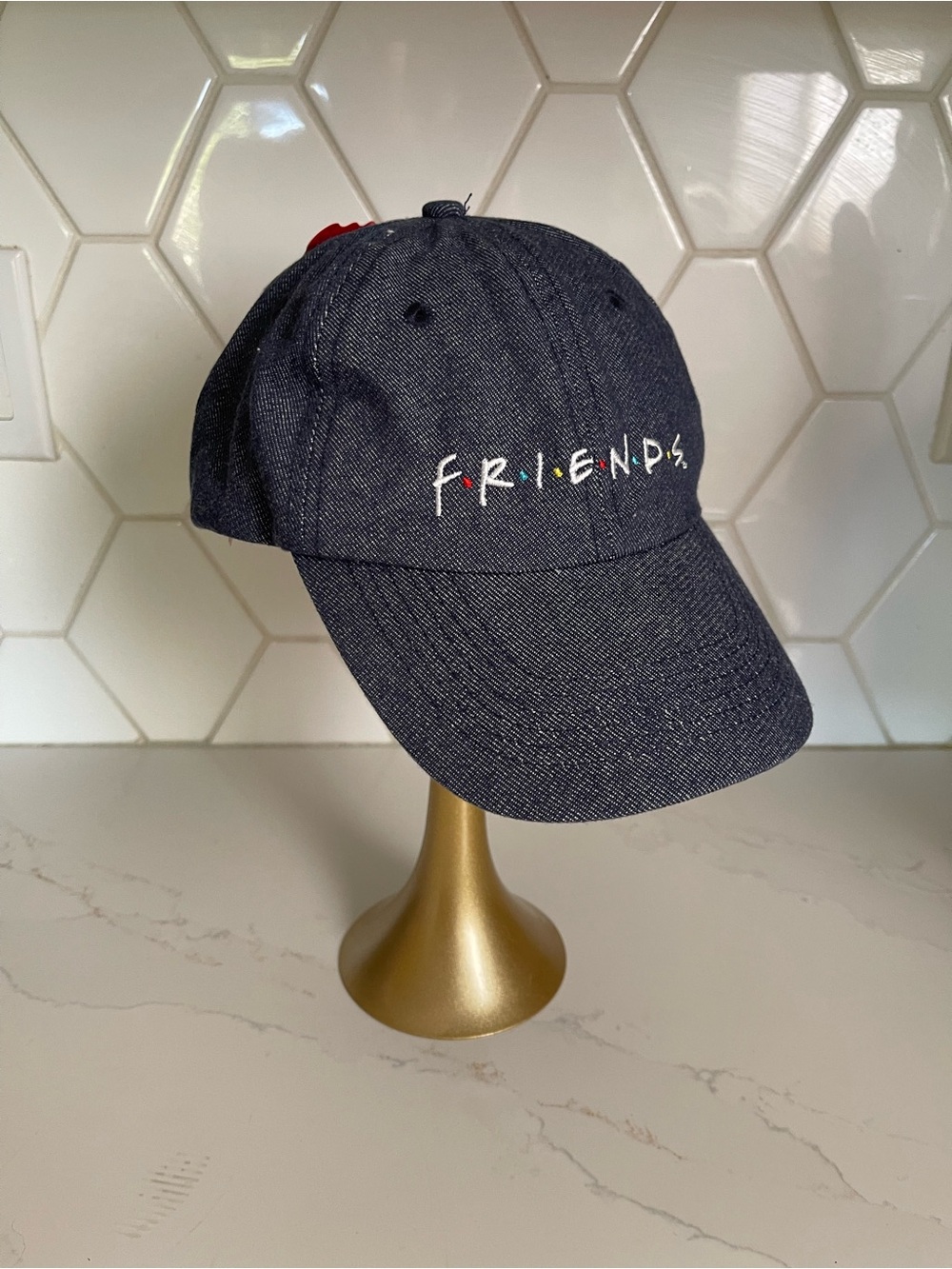 FRIENDS Unisex Denim Cap with Multicolor Logo - Dark Blue